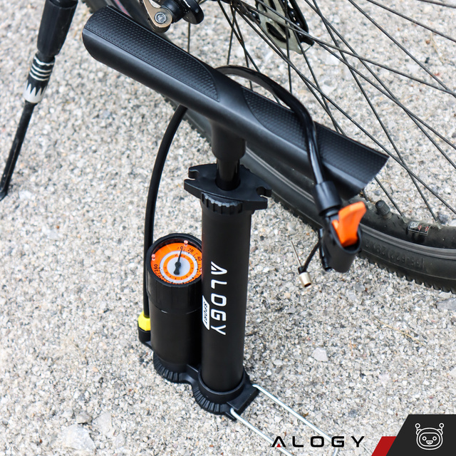 Alogy Bike Pump 160psi with pressure gauge and handle, manual, Black