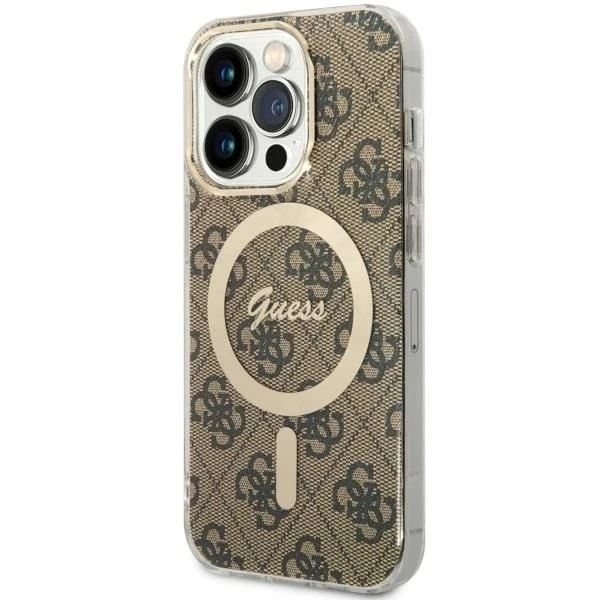 Чохол для телефону Guess GUHMP14LH4STW для Apple iPhone 14 Pro 6.1" коричневий/коричневий hardcase 4G MagSafe