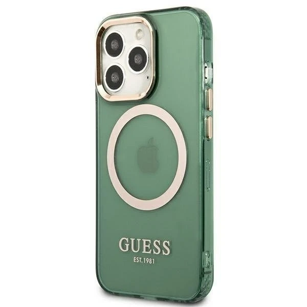 Etui Guess GUHMP13LHTCMA до Apple iPhone 13 Pro / 13 6,1" золотий/хакі жорсткий чохол Gold Outline Translucent MagSafe
