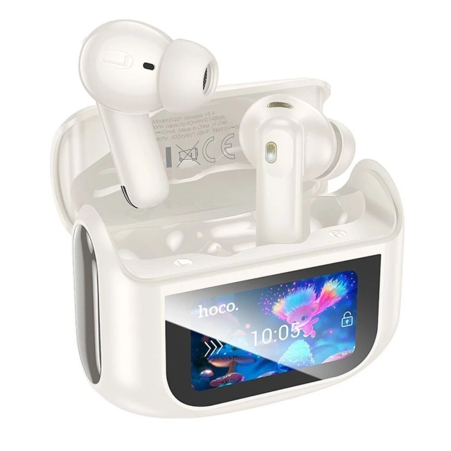 Hoco EQ21 ANC ENC TWS Headphones White with LED Touch Screen