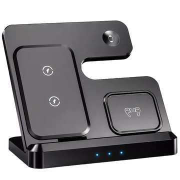 Bezdrôtová indukčná nabíjačka Qi QC 3.0 3v1 rýchla pre Apple iPhone Airpods Watch Nabíjacia stanica 15W čierna