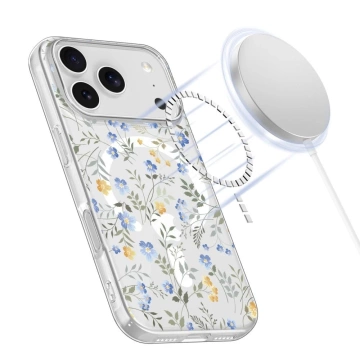 Etui Tech-Protect FlexAir MagSafe do iPhone 17 Pro, stokrotki z liśćmi