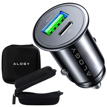 Nabíječka do auta 48W USB QC 3.0 18W USB-C C PD 30W Rychlá výkonná pro telefon Alogy Matné černé pouzdro