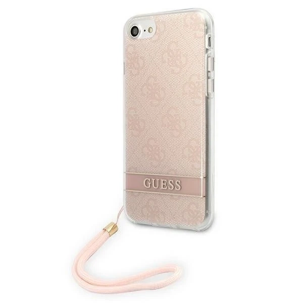 Guess phone case for iPhone SE 2022 / SE 2020 / 7/ 8 pink/pink hardcase 4G Print Strap