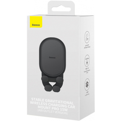 Gravitační držák telefonu Baseus s 15W indukční nabíječkou (černý)