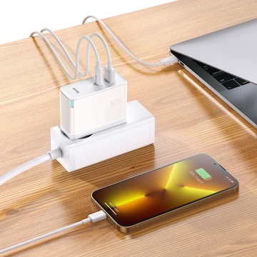 Baseus GaN5 Pro fast universal wall charger GaN USB Type C / USB 100W PD3.0, QC4.0 , AFC white (CCGP090202)