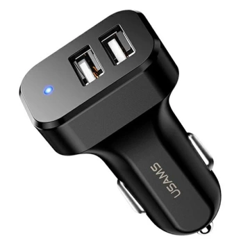 USAMS Nabíjačka do auta 2xUSB C13 2.1A čierna/čierna (iba hlava) CC87TC01