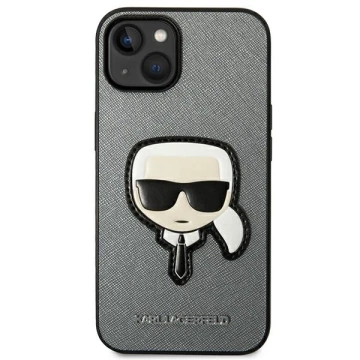 Etui Karl Lagerfeld KLHCP14MSAPKHG pro iPhone 14 Plus 6,7" pevné pouzdro Saffiano Karl`s Head Patch