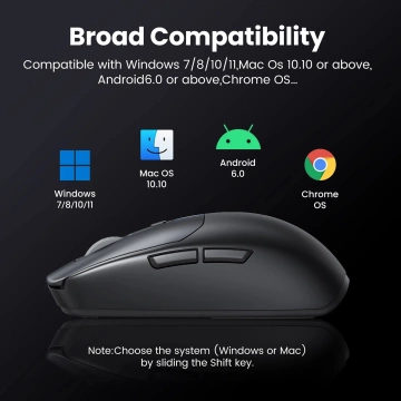 BEZDRÔTOVÁ MYŠ UGREEN MU103 2,4 GHz BT 5,0 DPI USB-C ČIERNA