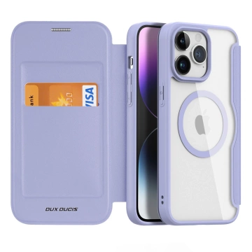 Dux Ducis Skin X Pro Case pro Apple iPhone 15 Pro Max Magnetic MagSafe Cover with Flip – fialová