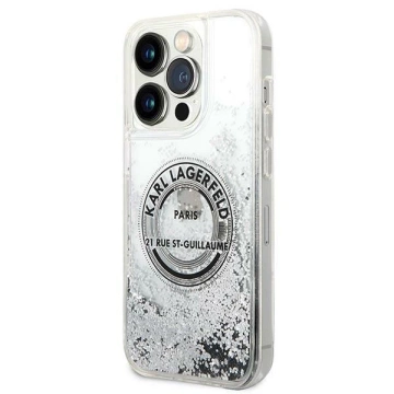 Etui Karl Lagerfeld KLHCP14LLCRSGRS na iPhone 14 Pro 6,1" pevné puzdro Liquid Glitter RSG