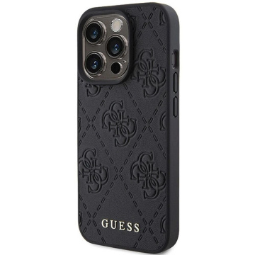Original GUESS Hardcase GUHCP15LP4EPMK Hülle für iPhone 15 PRO (Quilted 4G Classic / schwarz)