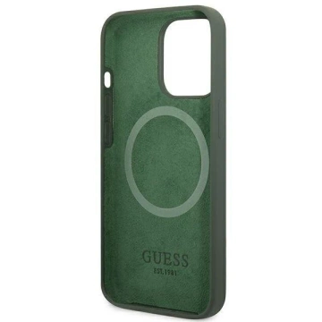 Etui Guess GUHMP13XSPLA für Apple iPhone 13 Pro Max 6,7" zielony/khaki Hartschale Silikon Logo Plate MagSafe
