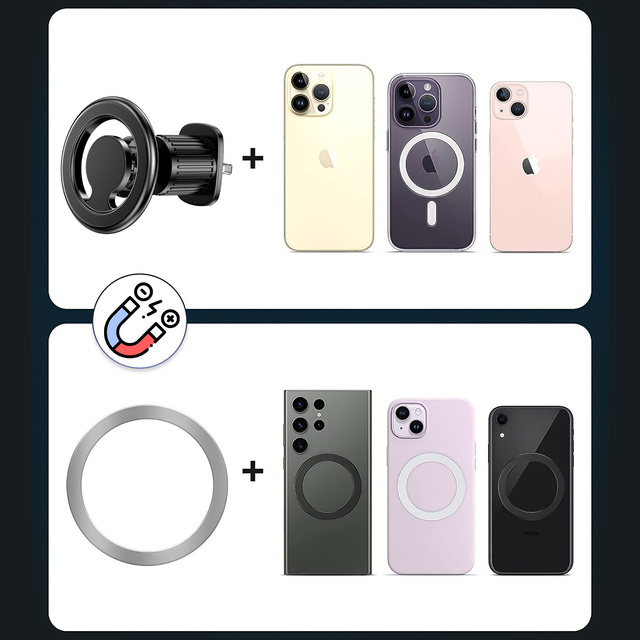 Alogy magnetický držák do auta pro MagSafe pro iPhone 14 13 12 mřížka černá