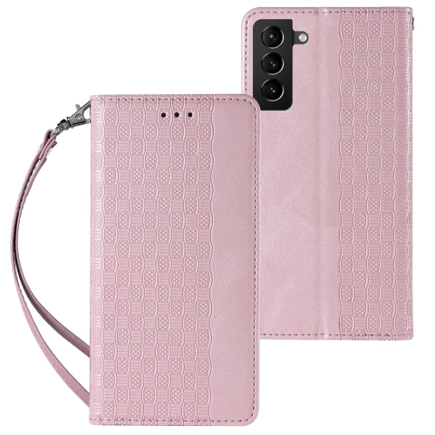 Magnet Strap Case for Samsung Galaxy S22 (S22 Plus) case wallet mini lanyard pendant pink