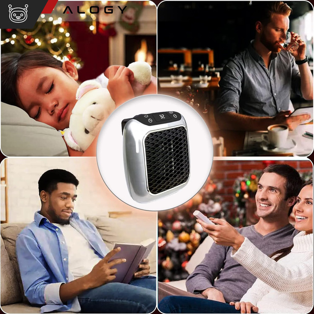 Výkonný mini elektrický ohřívač Farelka ventilátorový ohřívač pro zásuvkový kontakt Pilot 800W ohřívač ohřívač EU Alogy šedá