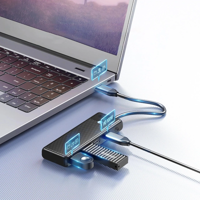 Hub USB-C Orico PAPW2AC-C3 4x Porty 100W PD 5Gbps Czarny