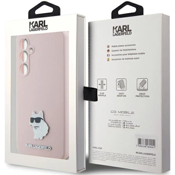 Karl Lagerfeld KLHCS23FESMHCNPP Case for Samsung Galaxy S23 FE S711 Pink/Pink Silicone Choupette Metal Pin
