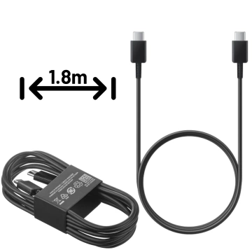 Original Samsung USB-C-auf-USB-C-Kabel EP-DW767 zum Aufladen, 1,8 m, 3 A, 25 W/45 W, Weiß