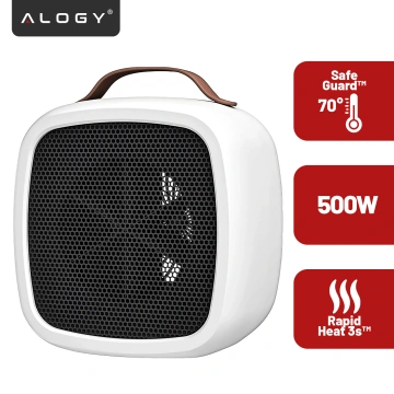 Grzejnik elektryczny farelka termowentylator mini 500W nagrzewnica ogrzewacz biurkowy do kontaktu Alogy biały
