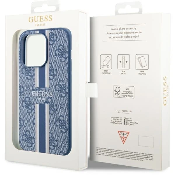 Etui Guess GUHMP14LP4RPSB na iPhone 14 Pro 6,1" pevné puzdro 4G Printed Stripes MagSafe