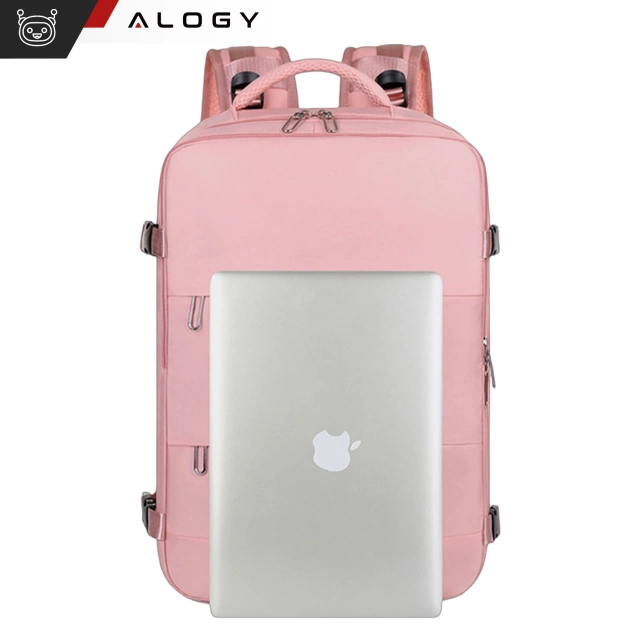 Damen-Reise-Laptop-Rucksack für Koffer, Gepäck, Flugzeug, Arbeit, Schule, 45 x 30 x 20 cm, Alogy Pink