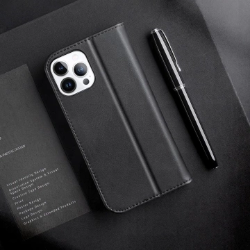 Dux Ducis Hivo Leather Flip Cover Genuine Leather Wallet for Cards and Documents iPhone 14 Pro Max Чорний
