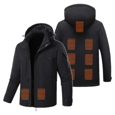 Vyhřívaná vyhřívaná elektrická bunda Unisex velikost XL zimní s kapucí HJ2 Mozos černá