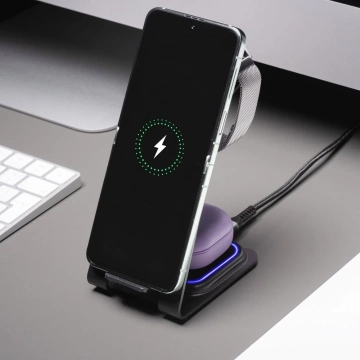 Ładowarka 3w1 Forcell F-Energy Simply Charge do Apple/Samsung szara