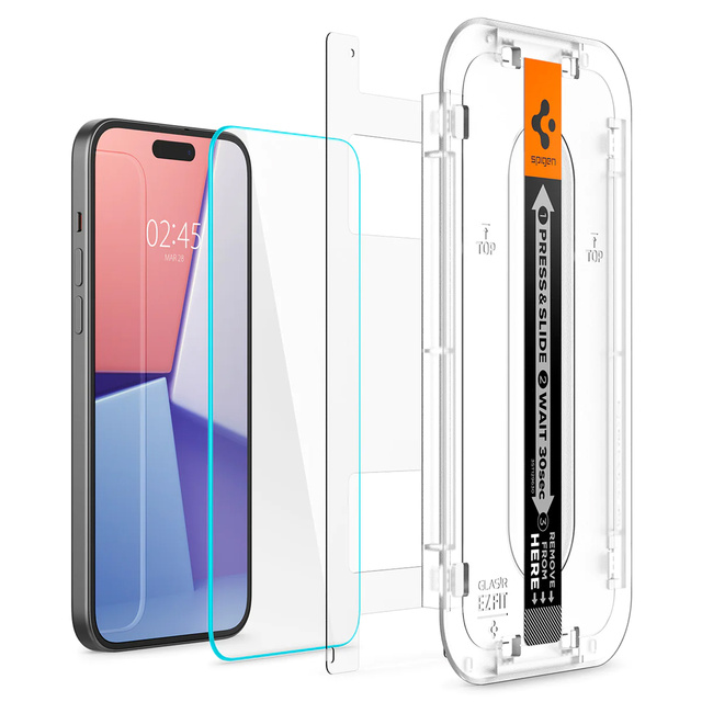 2x Tempered glass for iPhone 15 Spigen Glas.TR "EZ FIT" Clear