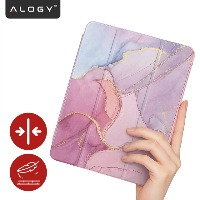 Etui Ochronne do Apple iPad 10.9" 10 Gen 2022 / iPad 11" A16 11 Gen 2025 Hybrydowe z Miejscem na Rysik, Składana Okładka z Funkcją Podstawki 2w1, Alogy HybridBook™ Case – Marble Pink