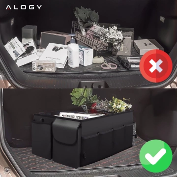 Car trunk organizer storage bag for car large trunk Black XXL Alogy hard cover