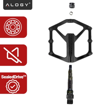 Platform bicycle pedals for MTB bicycles, aluminum 9/16" Black aluminum set [2 pcs.]