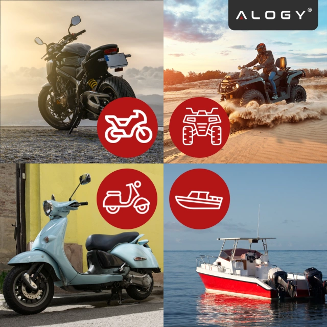 Motocyklová nabíjačka Alogy MotoCharge Pro™ s displejom, rýchle nabíjanie 36 W PD QC 3.0, porty USB-A a USB-C, vodeodolná a odolná, čierna