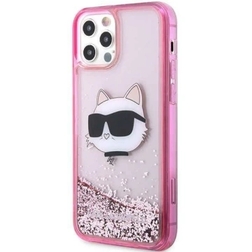 Ochranné pouzdro na telefon Karl Lagerfeld KLHCP12MLNCHCP pro Apple iPhone 12 /12 Pro 6,1" růžové/růžové pevné pouzdro Glitter Choupette Head