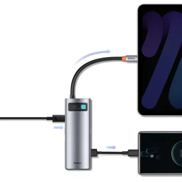 Baseus Metal Gleam Series multifunkční USB HUB 7v1 Type C HDMI TF PD čtečka karet šedá (WKWG020113)