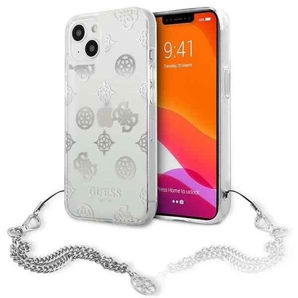 Guess GUHCP13SKSPESI iPhone 13 mini 5,4" srebrny/silver Hardcase Peony Chain Collection