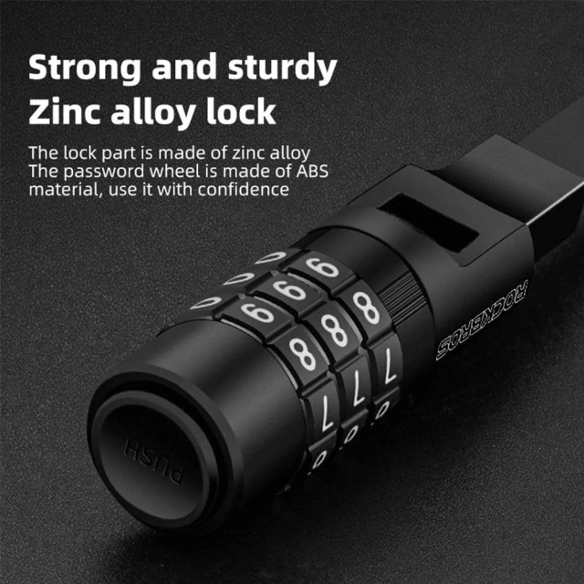 Rockbros 3240001001 bicycle lock for 0.5 m combination - black