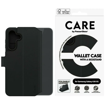 Samsung Galaxy A36 5G CARE by PanzerGlass Wallet Case Kickstand Black