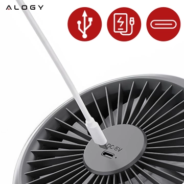 Stolní ventilátor stojící ventilátor malé oběhové čerpadlo s klipem bezdrátové ruční 500mAh USB-C Alogy White