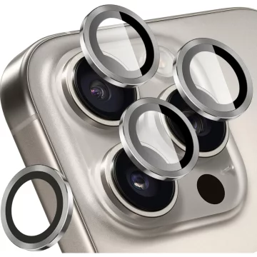 Sklo pre Apple iPhone 16 Pro / 16 Pro Max Ochranná šošovka fotoaparátu 3mk Ochranný kryt šošovky Pro Titanium Grey
