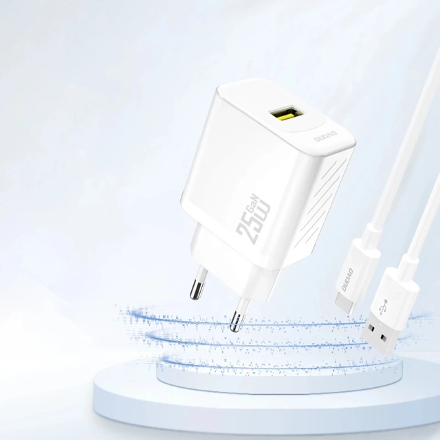 Ładowarka sieciowa Dudao A27S 25W GaN USB-A | Szybkie ładowanie QC 3.0 - Biała