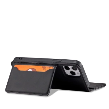Magnetkartenhülle für iPhone 12 Pro Max Tasche Kartenetui Kartenhalter Schwarz
