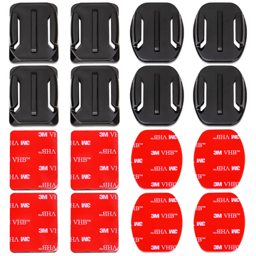 Set of flat and rounded mounting bases for GoPro, DJI Osmo Action, EKEN, SJCam, Insta360 sports cameras with 3M VHB Alogy tapes - 16 pieces