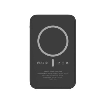 Externá batéria (POWER BANK) VEGER MagOn Kick s indukčným nabíjaním podporuje nabíjanie s MagSafe 15W - 5 000mAh PD 20W čierna (V0553P / W0553P)