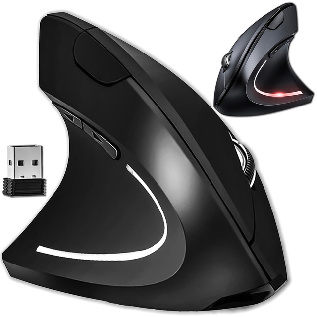 Бездротова вертикальна ігрова миша вертикальна ергономічна для ноутбука ПК для правої безшумна Чорна