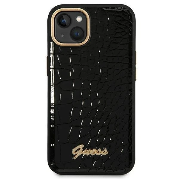 Etui Guess GUHCP14MHGCRHK do Apple iPhone 14 Plus 6,7" čierne/čierne pevné puzdro Croco Collection