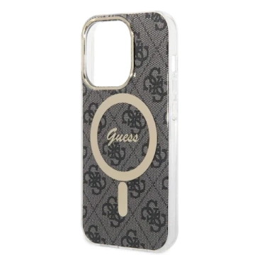 Nabíječka pouzdra Zestaw Guess GUBPP14XH4EACSK iPhone 14 Pro Max 6,7" černé/černé pevné pouzdro 4G Print MagSafe