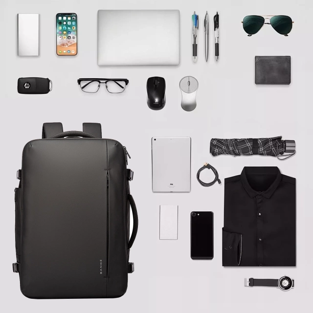 Водонепроникний рюкзак Bange для ноутбука 15.6", city traveler, 45х30х16 см, для роботи, літака, чоловічий, жіночий, з USB портом Чорний