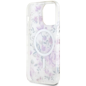 Sada na telefon Guess GUHMP14XHCFWST do Apple iPhone 14 Pro Max 6,7" průhledné pevné pouzdro Flower MagSafe